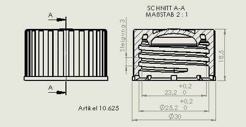 technische Zeichnung Schraubverschluss M25